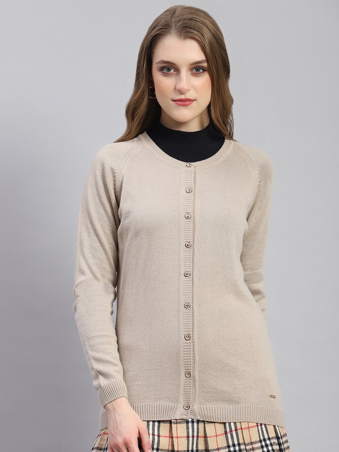

Monte Carlo Round Neck Cardigan, Beige
