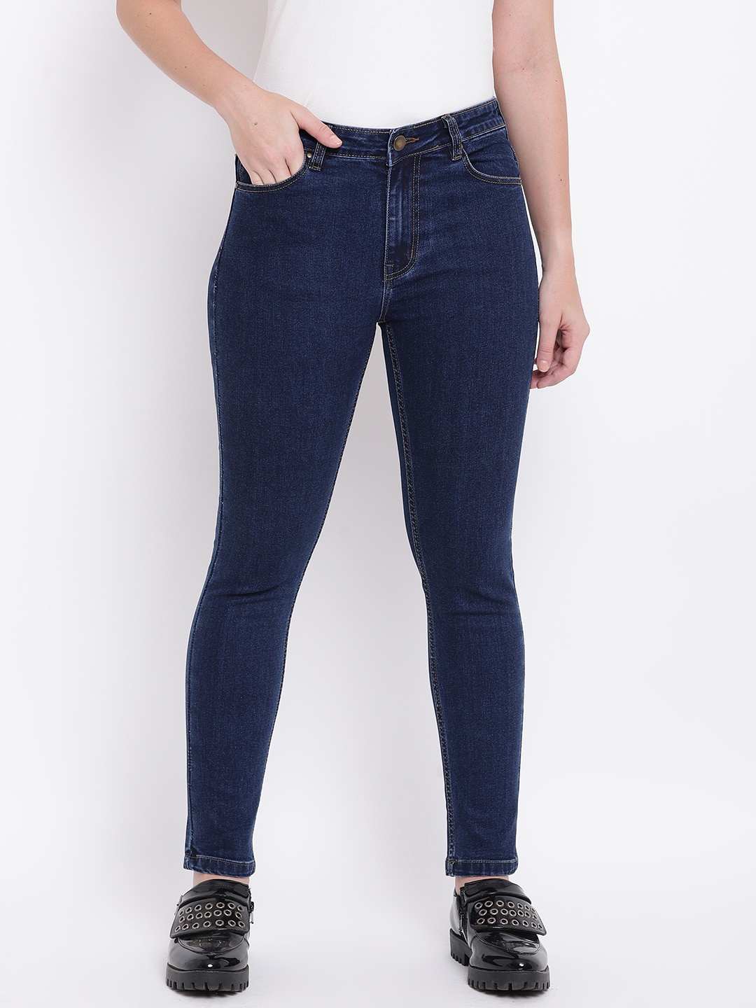 

Chemistry Women Lean Slim Fit Clean Look Stretchable Jeans, Navy blue