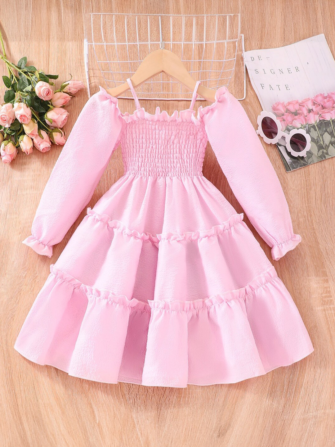 

StyleCast Girls Pink Shoulder Straps Smocked Fit & Flare Maxi Dress