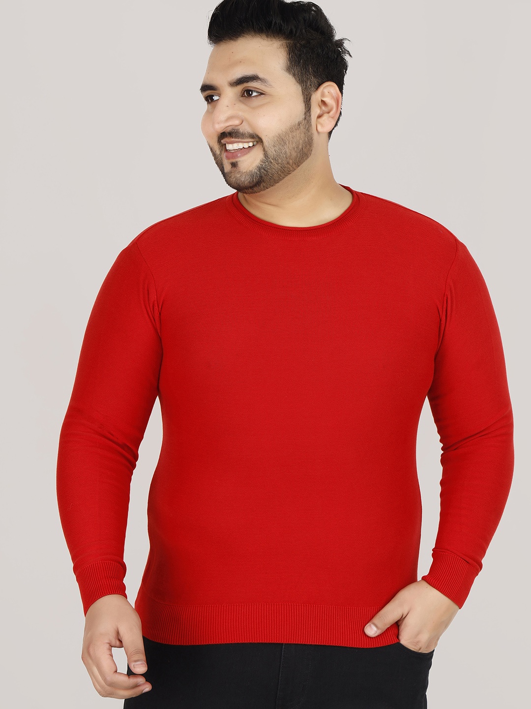 

Sztori Plus Size Round Neck Pullover, Red