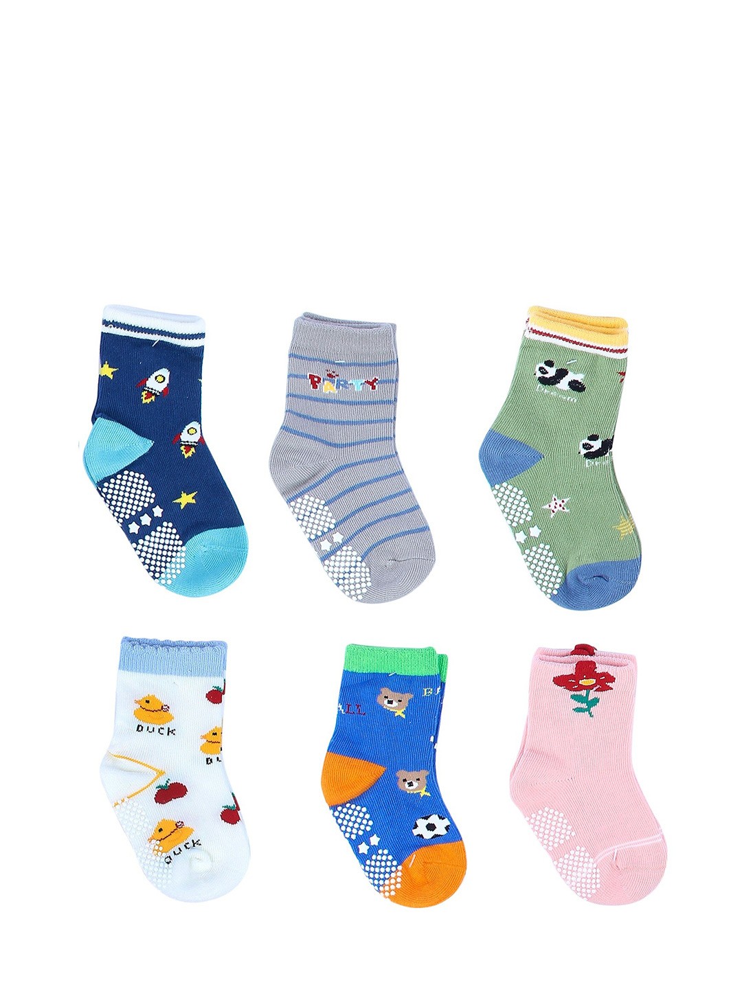 

NEOBABY Kids Pack Of 6 Ankle-Length Cotton Socks, Blue