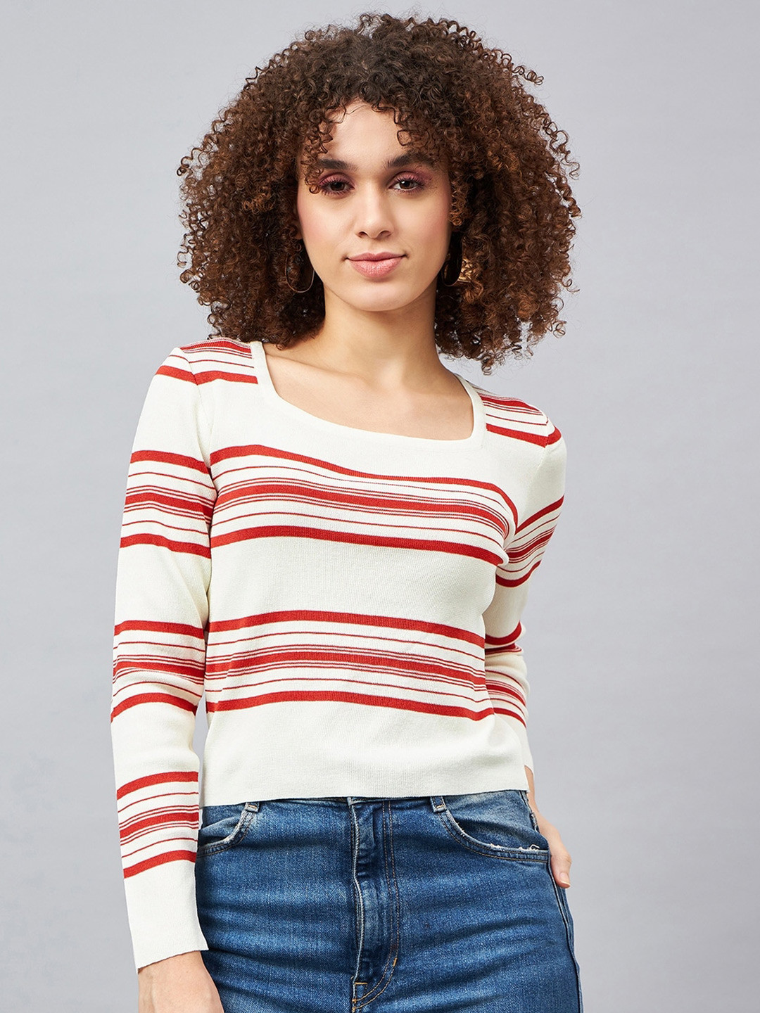 

Chemistry Striped Top, White