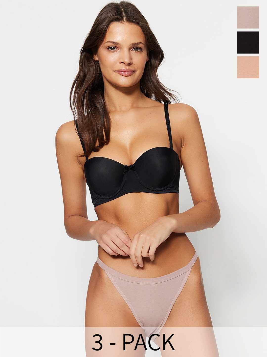 

Trendyol Pack Of 3 Thongs Briefs, Black