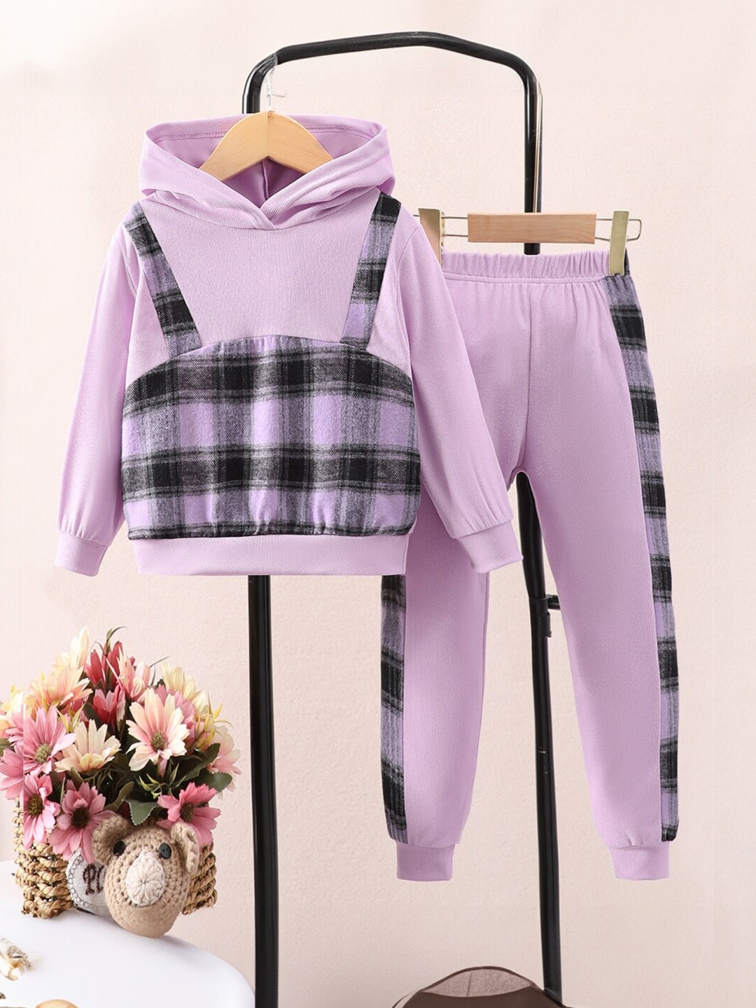 

StyleCast Purple Girls Printed Hooded Tracksuit