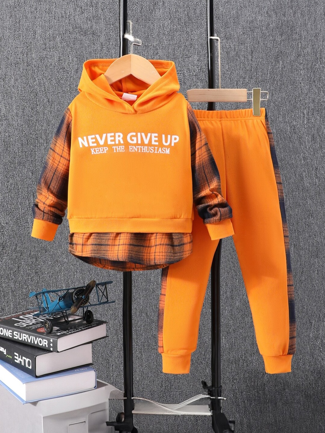

StyleCast Girls Orange Typography Printed Sweatshirt With Track Pants