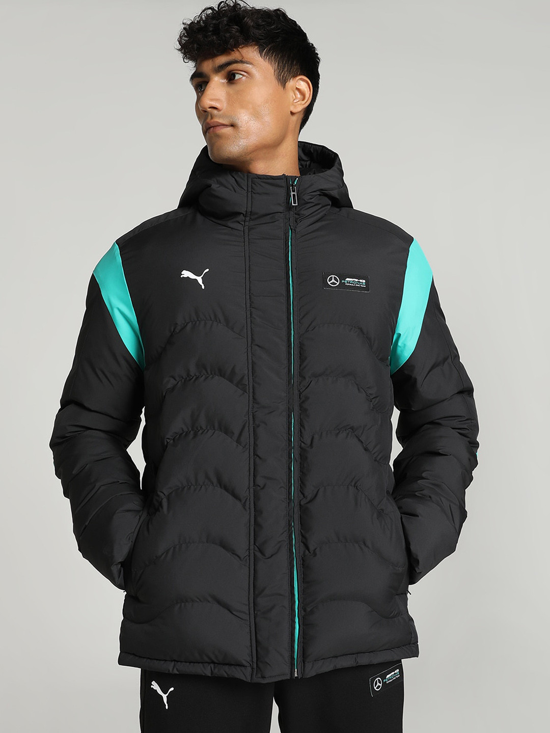 

PUMA Motorsport Mercedes-AMG PETRONAS MT7 Ecolite Hooded Padded Jacket, Black