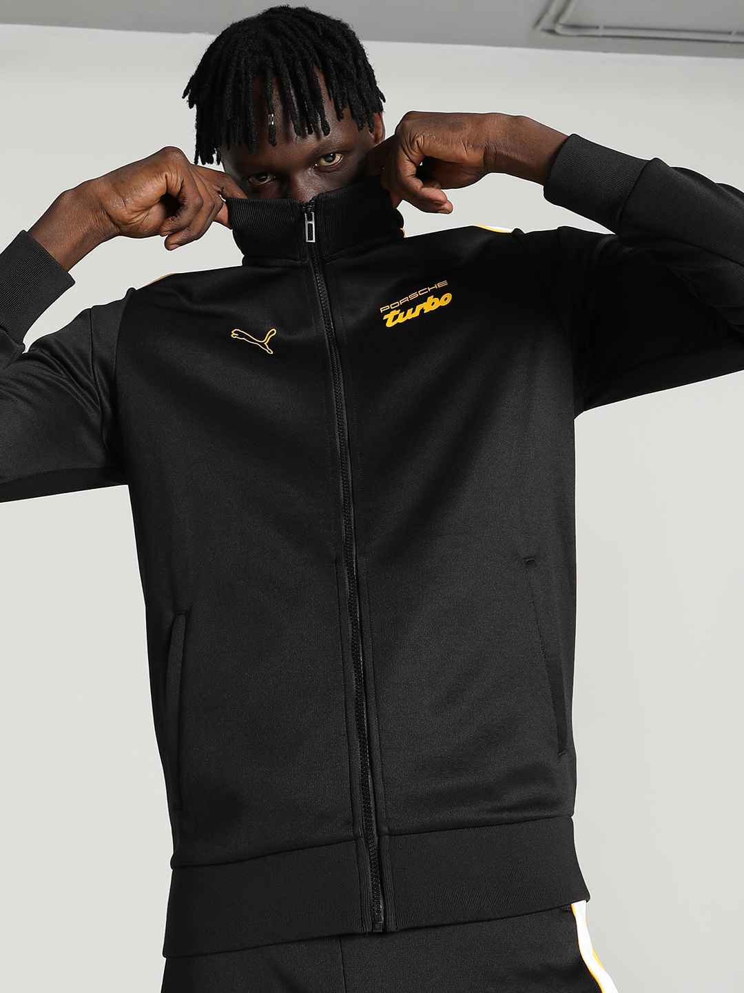 

PUMA Motorsport Mock Collar Open Front Jacket, Black