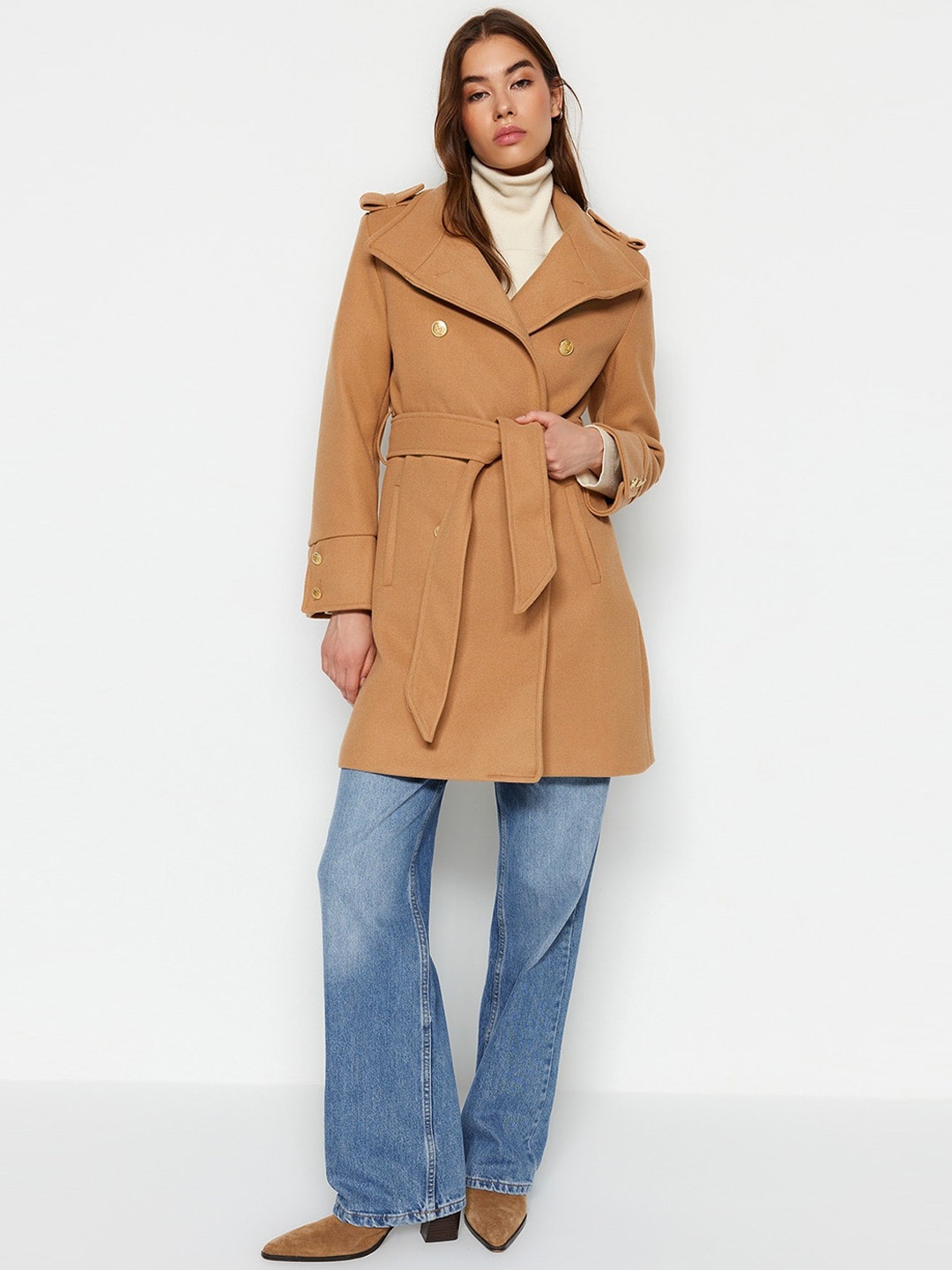 

Trendyol Double Breasted Trench Coat, Camel brown