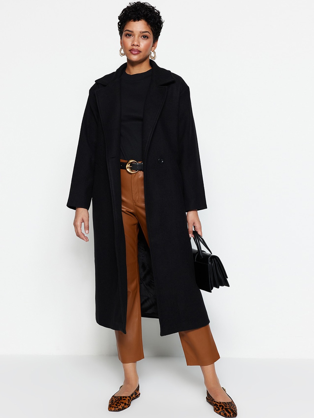 

Trendyol Single-Breasted Overcoat, Black