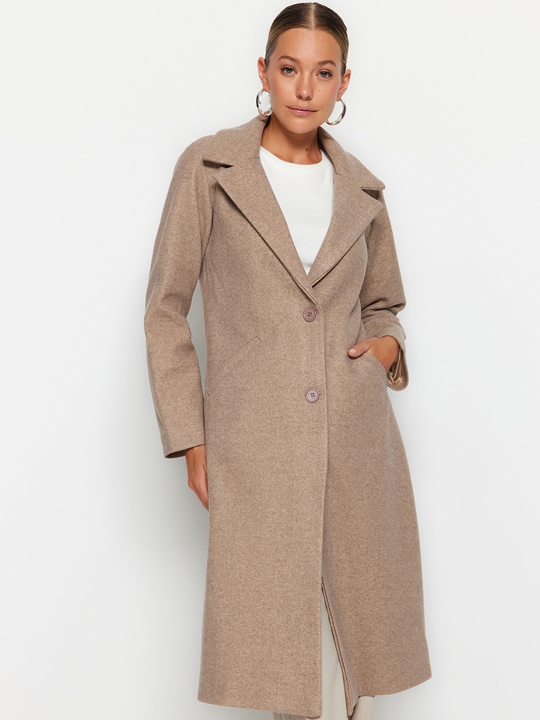 

Trendyol Single-Breasted Overcoat, Beige