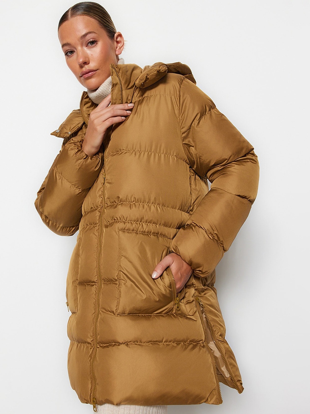 

Trendyol Hooded Longline Puffer Jacket, Mustard
