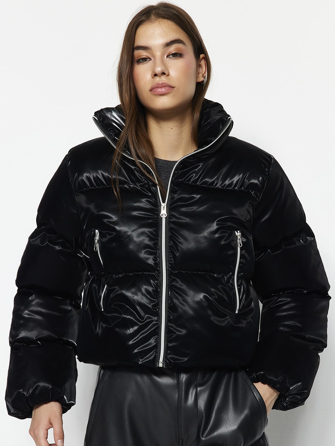 

Trendyol Mock Collar Puffer Jacket, Black