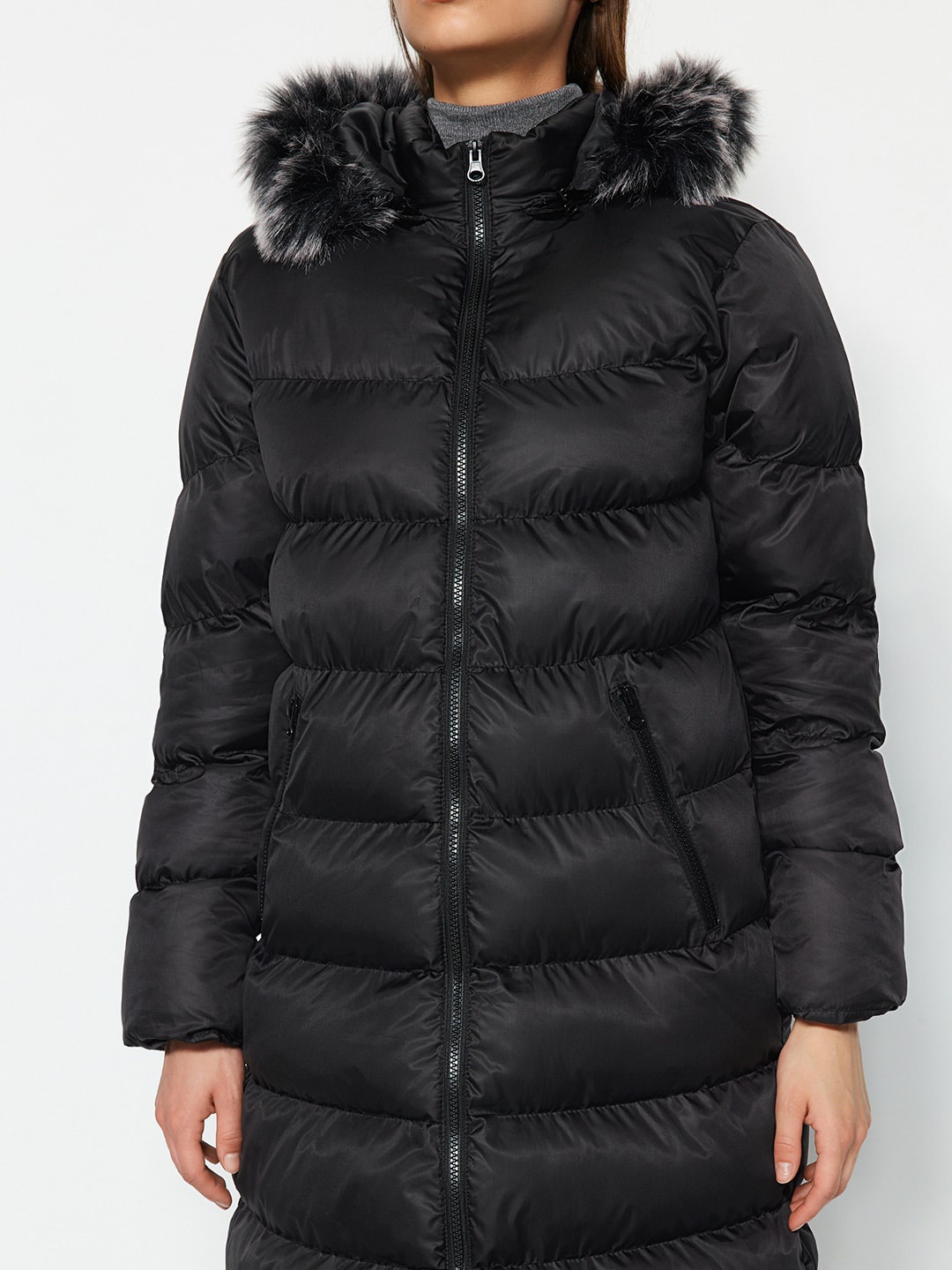 

Trendyol Hooded Longline Puffer Jacket, Black