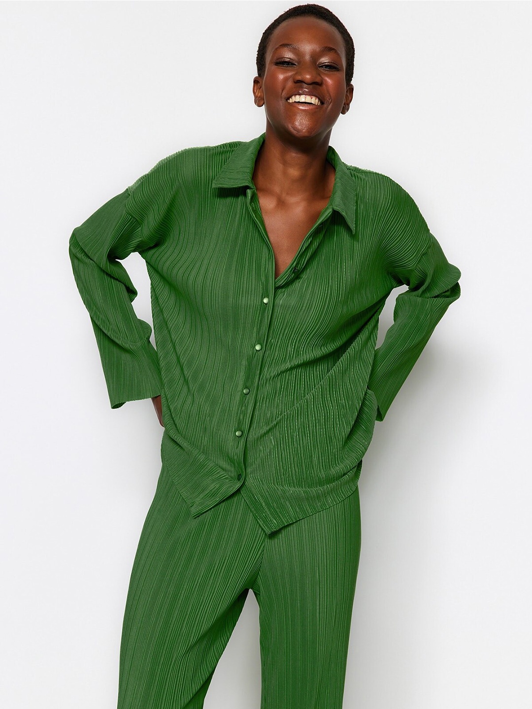 

Trendyol Shirt With Trousers Co-Ords, Green