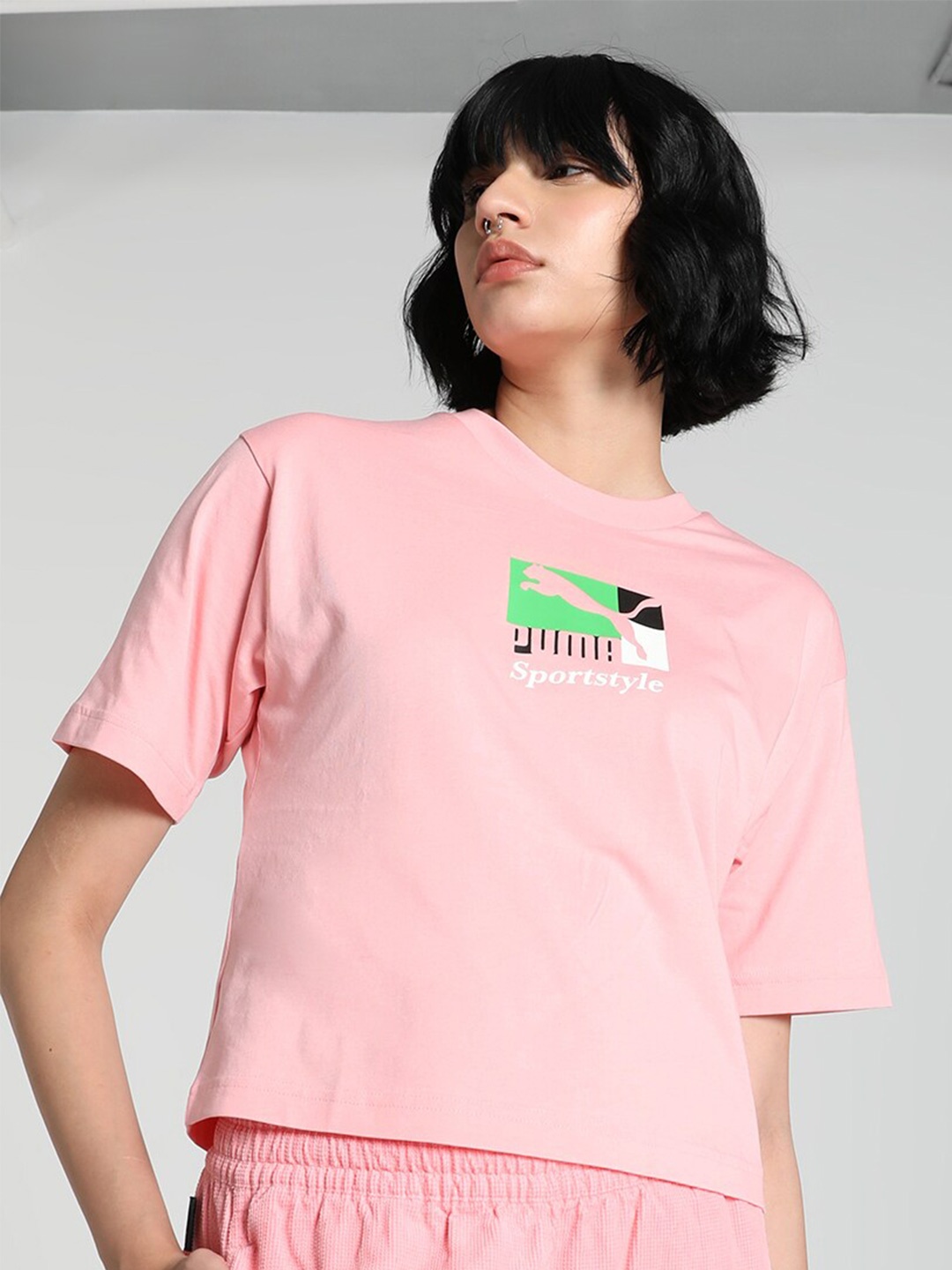 

Puma CLASSICS Brand Love Printed Relaxed-Fit Short Sleeves Tshirts, Pink