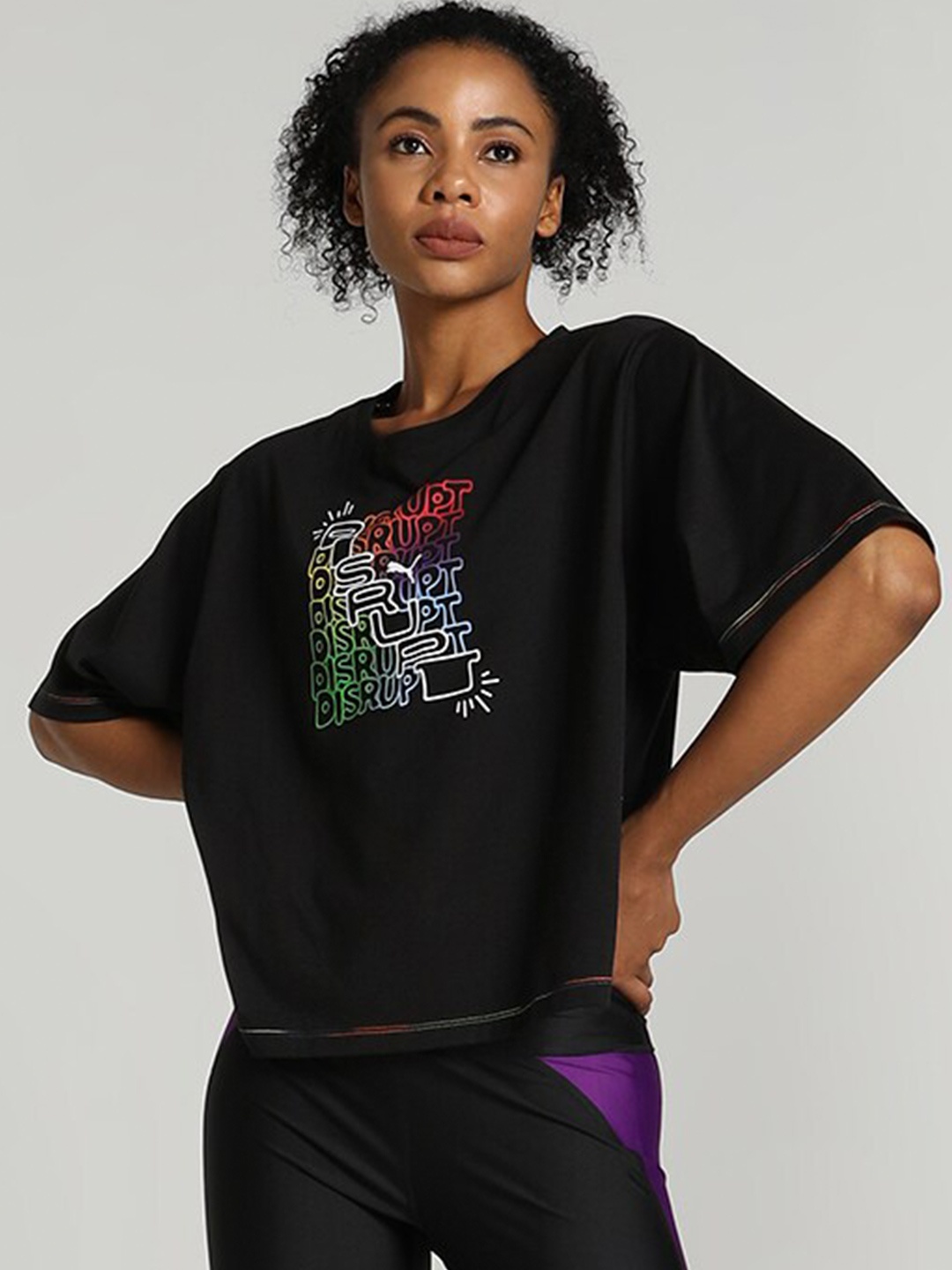 

Puma Out Athletics Printed Training Crop T-shirt, Black