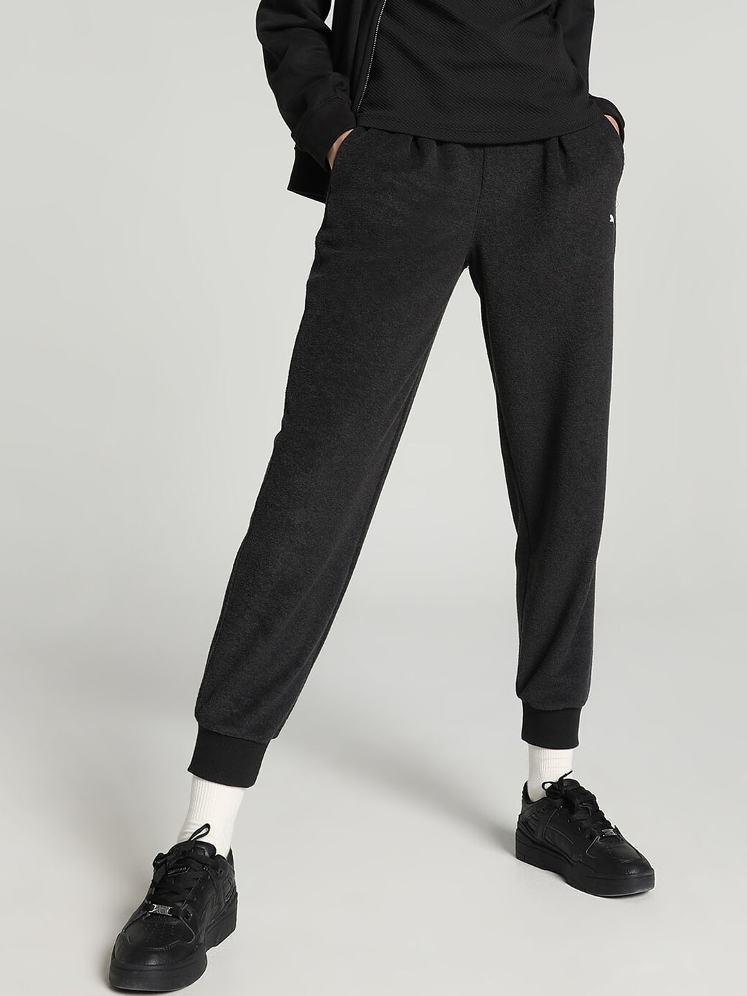 

Puma HER Winterized Relaxed Fit Mid-Rise Joggers, Black