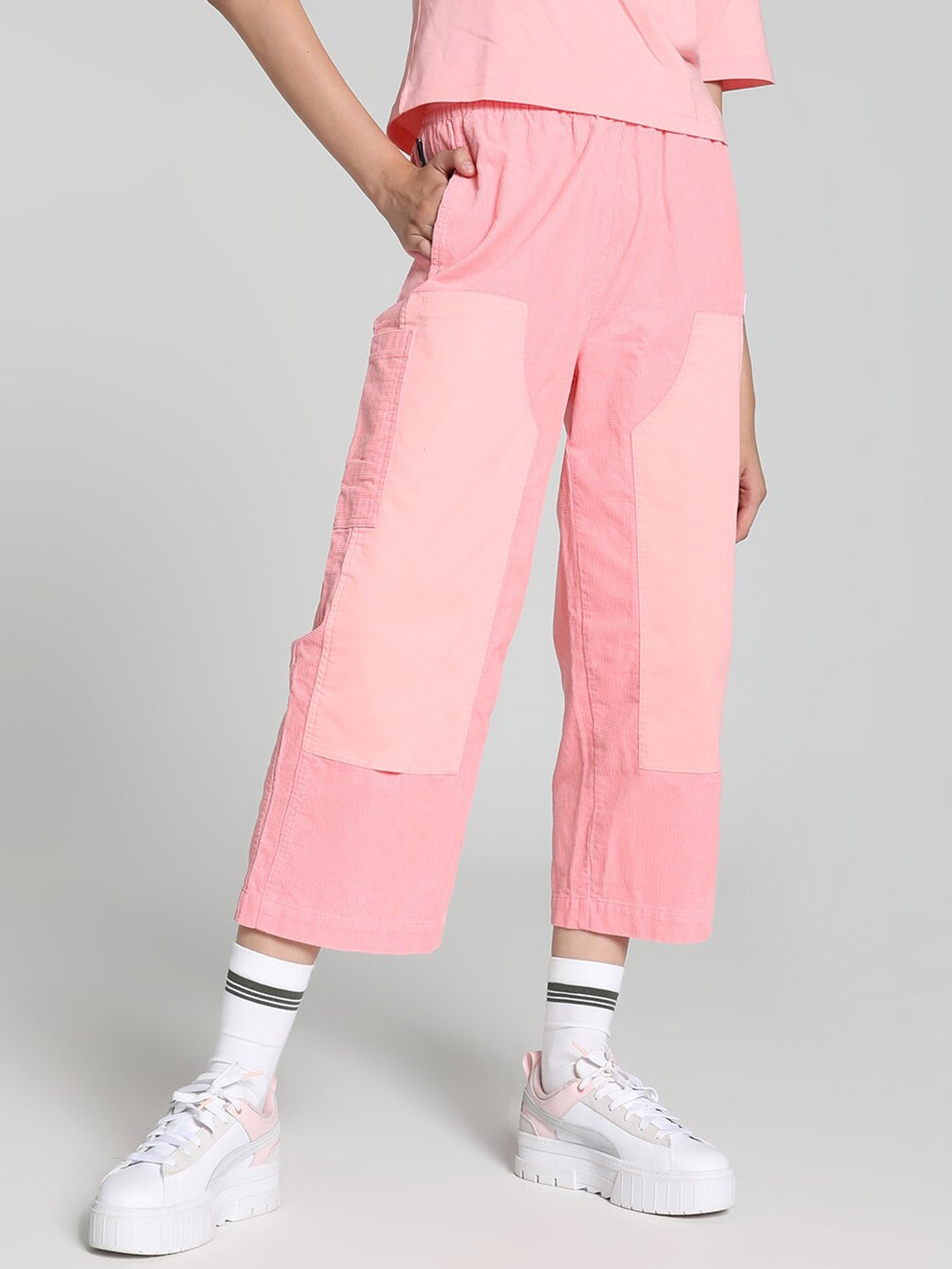 Puma DOWNTOWN Relaxed Fit Cotton Corduroy Trousers, Pink