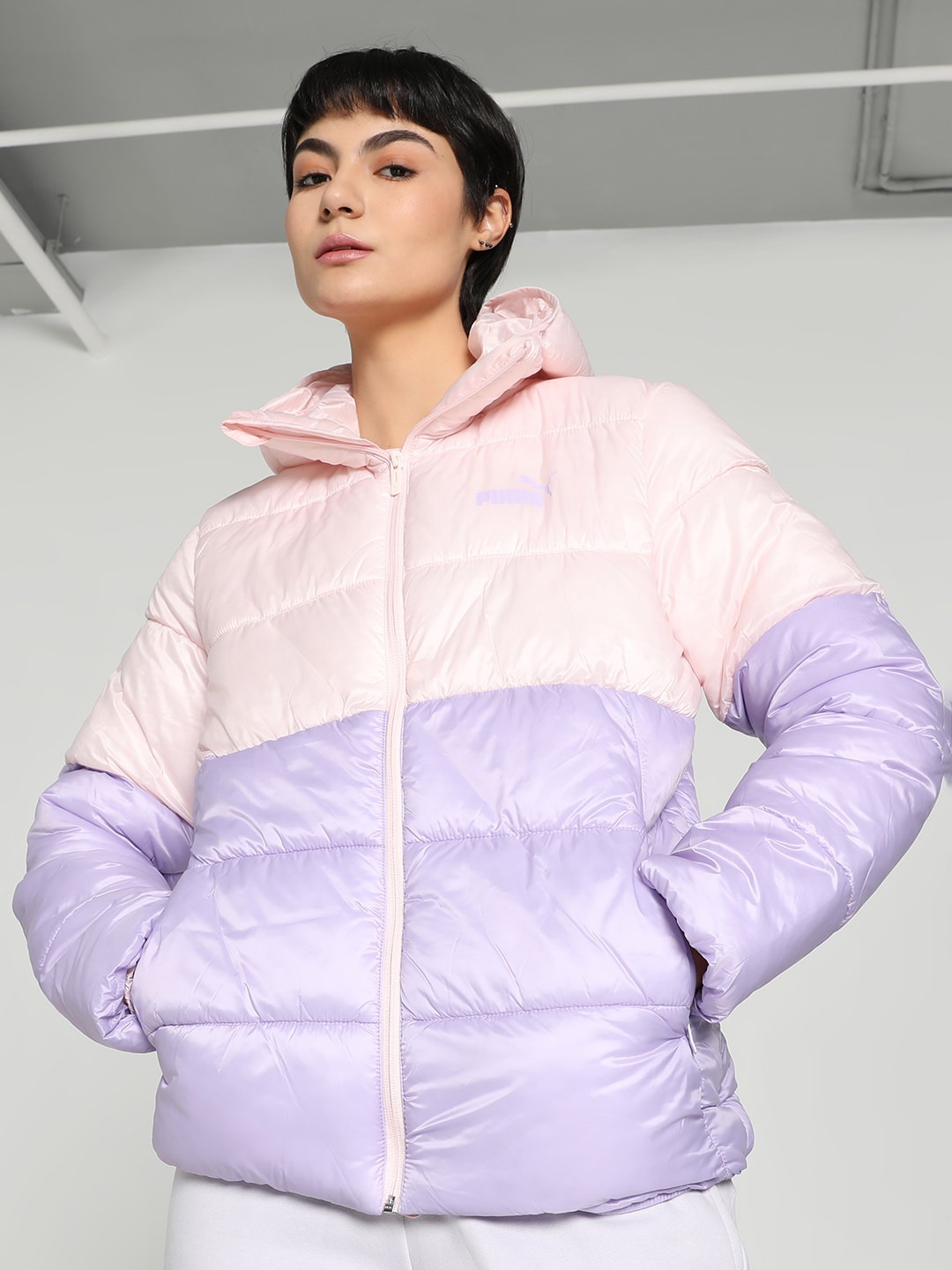 

Puma Colourblocked Hooded Padded Jacket, Violet