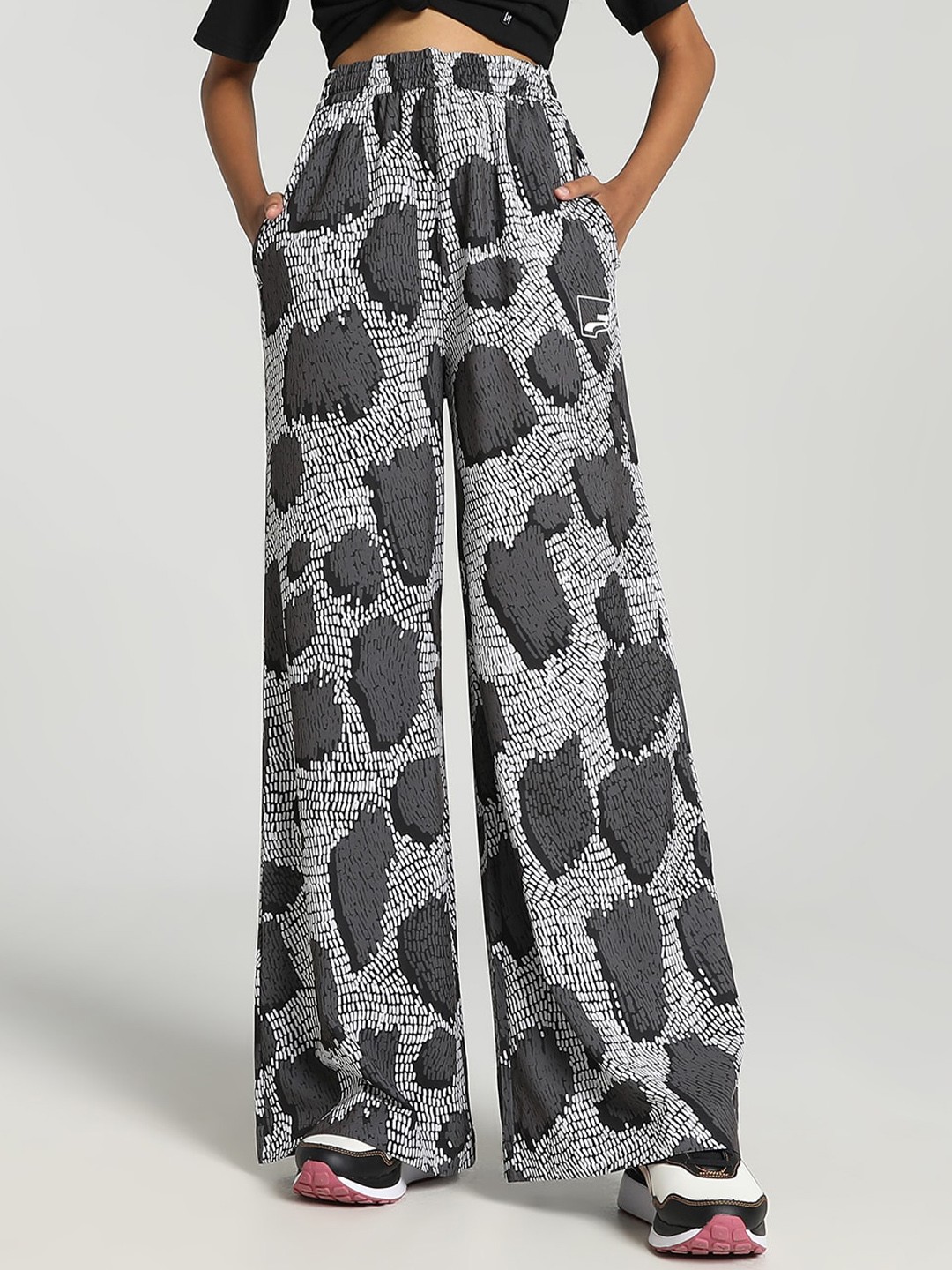 

Puma Women UPTOWN Graphic Wide-Leg Track Pants, Black