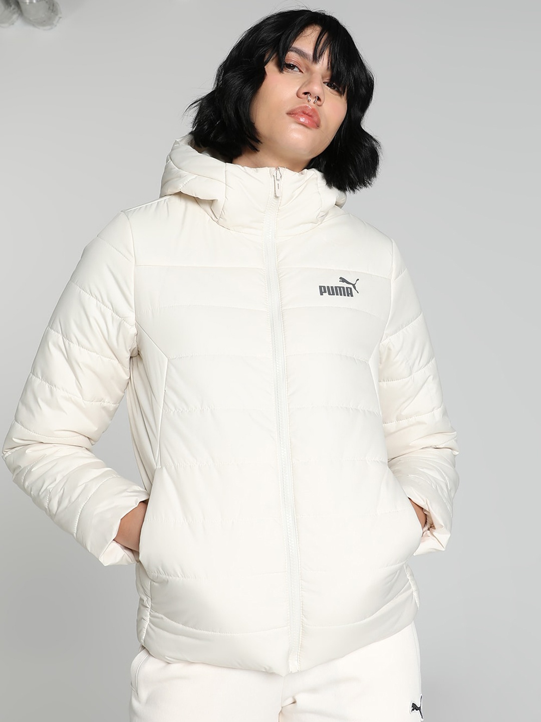 

Puma Regular Fit Hooded Padded Jacket, Off white
