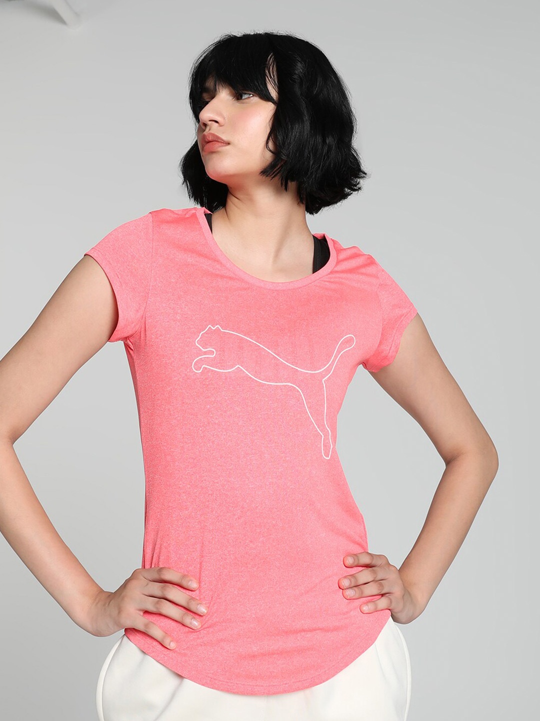 

Puma Performance Heather Cat Printed Training T-Shirt, Red