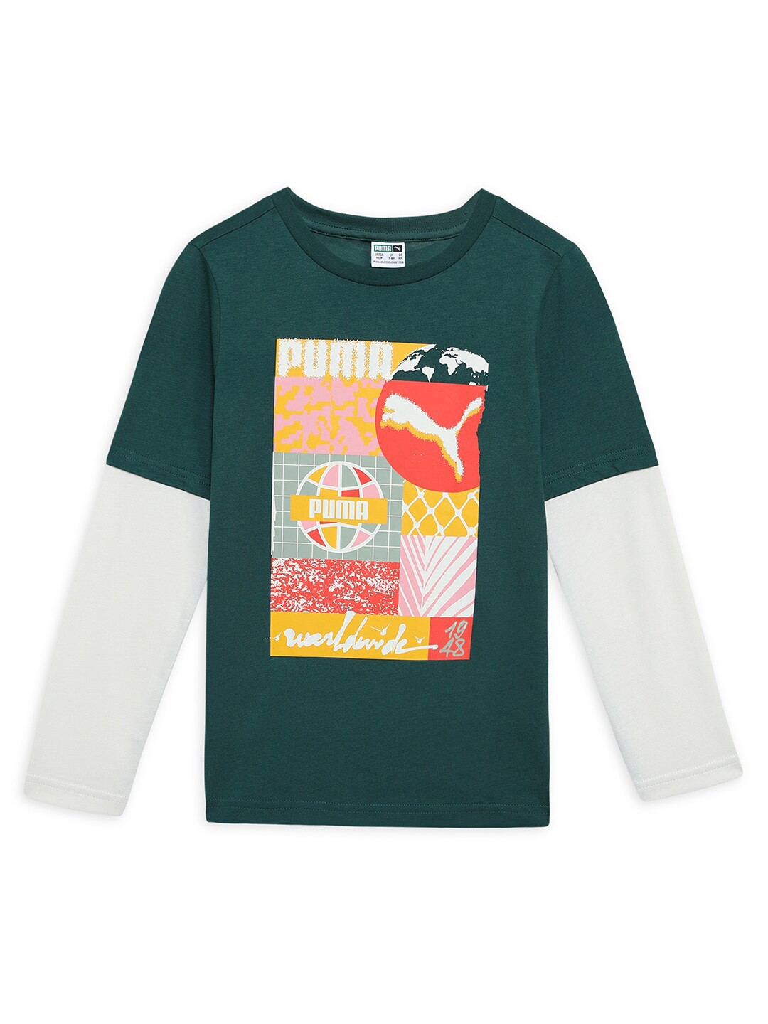 

Puma x Worldwide Youth Boys Graphic Printed Cotton T-Shirt, Green