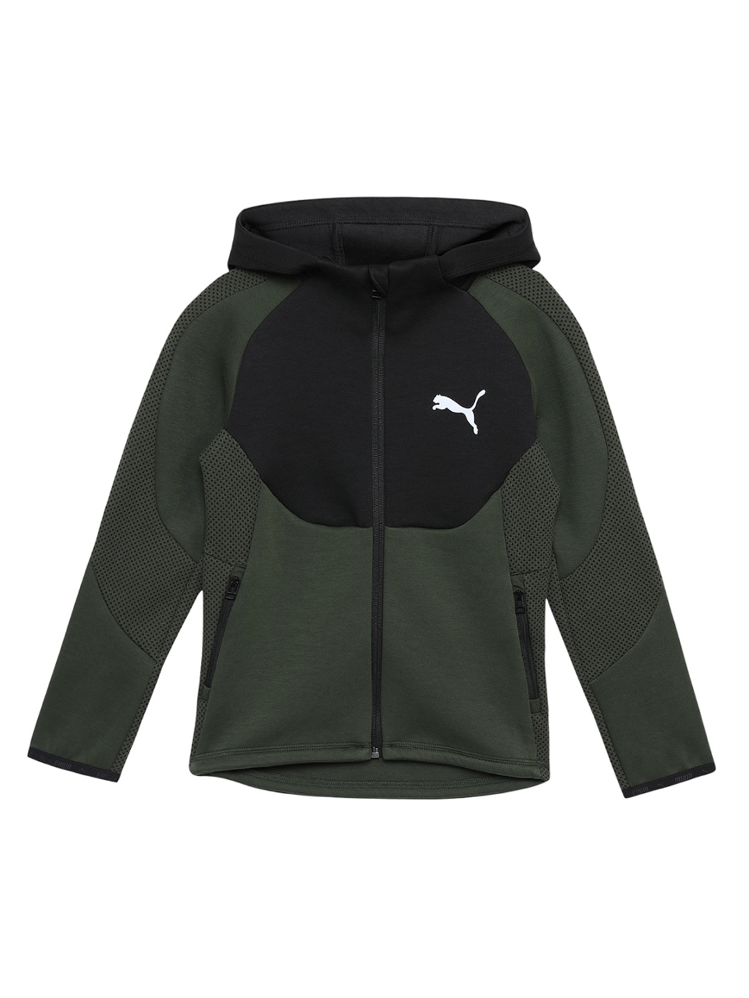 

Puma Boys Colourblocked Evostripe Youth Full-Zip Cotton Sporty Jacket, Green
