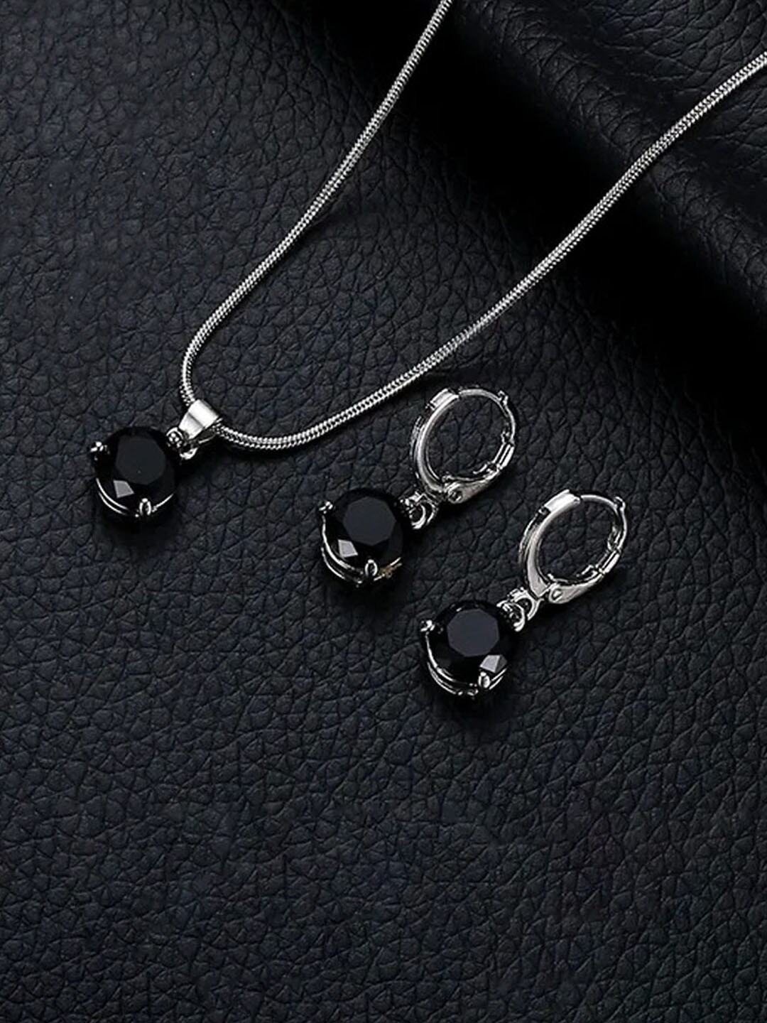 

Jewels Galaxy Silver-Plated Cubic Zirconia-Studded Jewellery Set