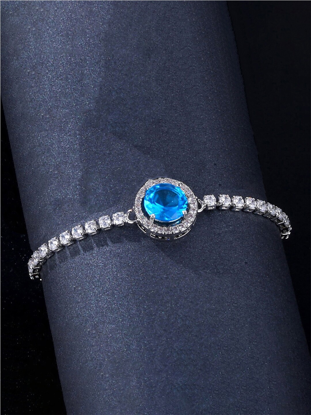 

Jewels Galaxy Cubic Zirconia Silver-Plated Wraparound Bracelet