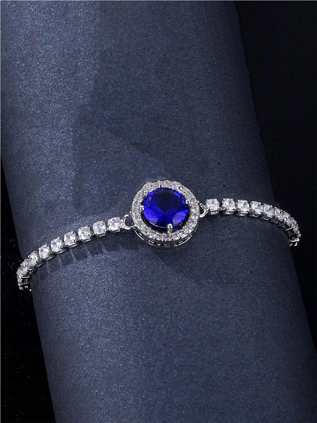 

Jewels Galaxy Cubic Zirconia Silver-Plated Wraparound Bracelet