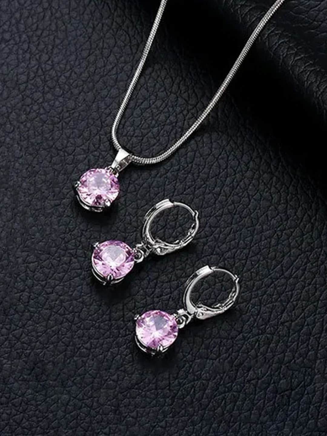 

Jewels Galaxy Silver-Plated Cubic Zirconia-Studded Jewellery Set