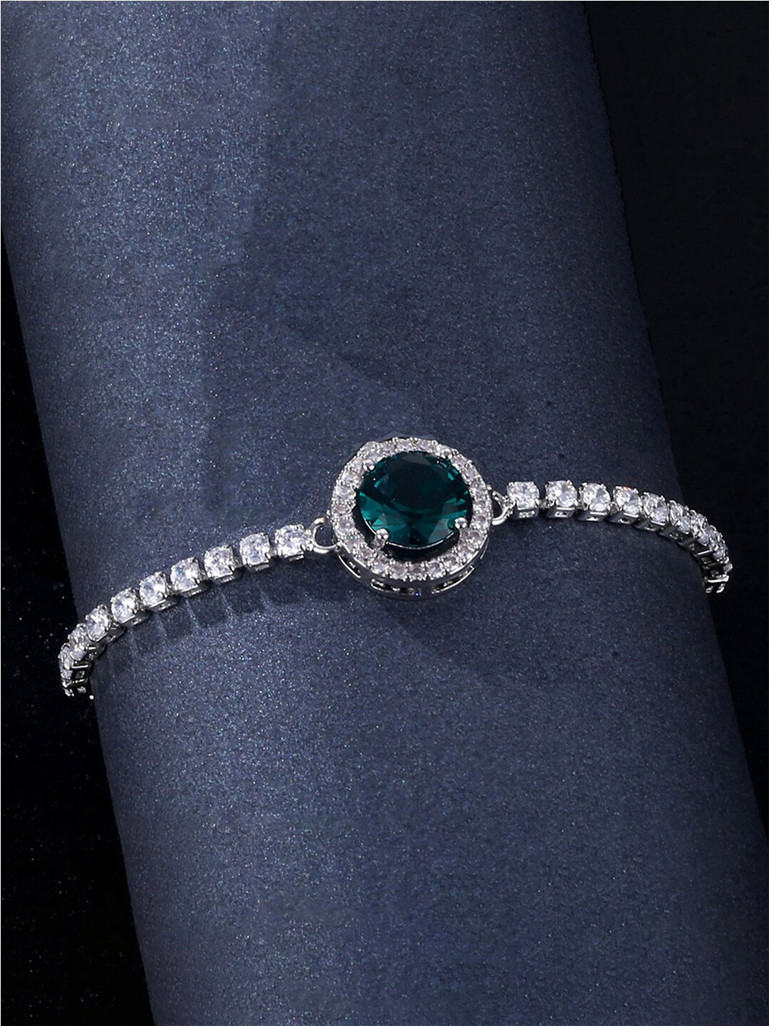 

Jewels Galaxy Cubic Zirconia Silver-Plated Wraparound Bracelet
