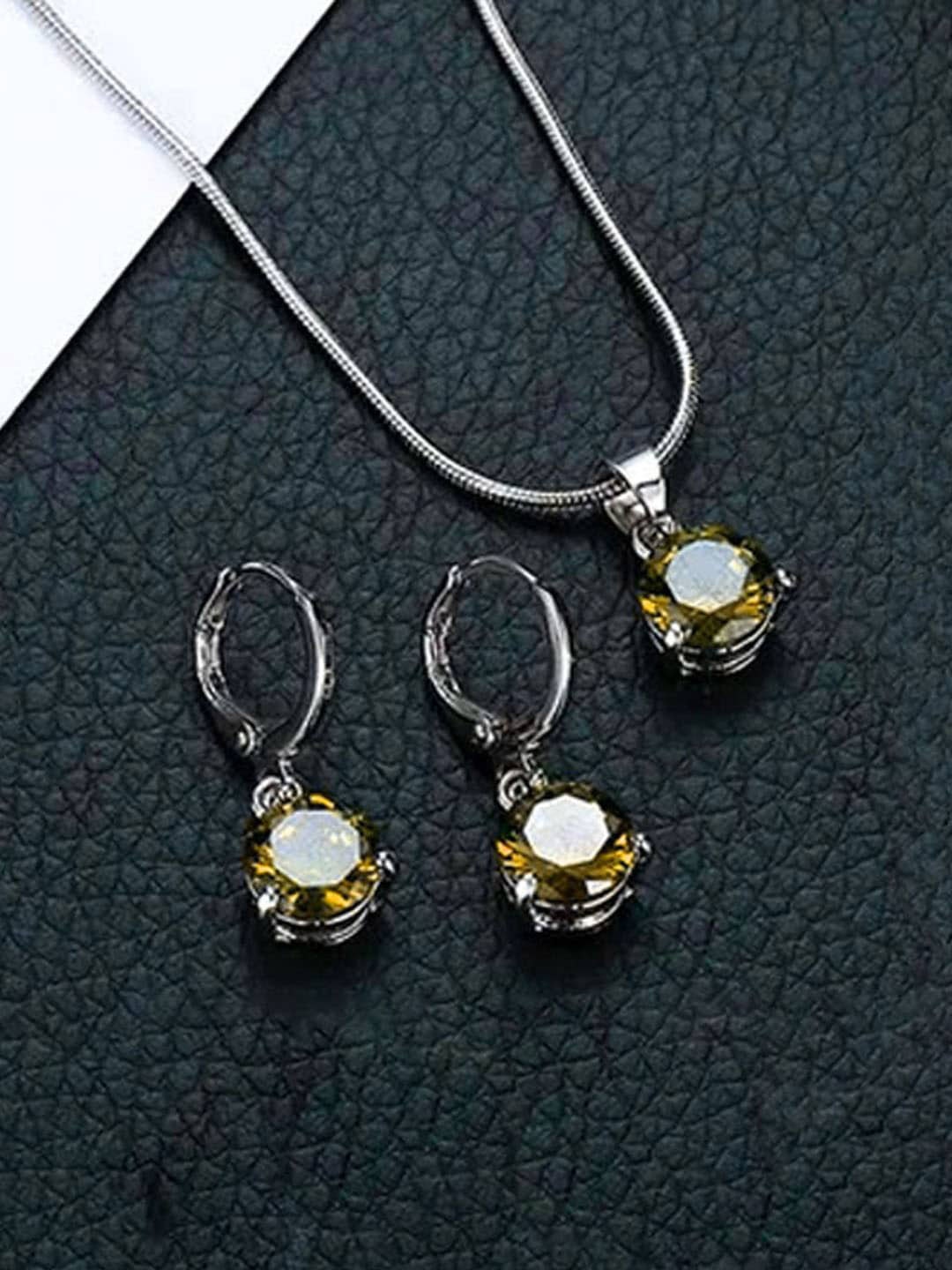 

Jewels Galaxy Silver-Plated Cubic Zirconia-Studded Jewellery Set