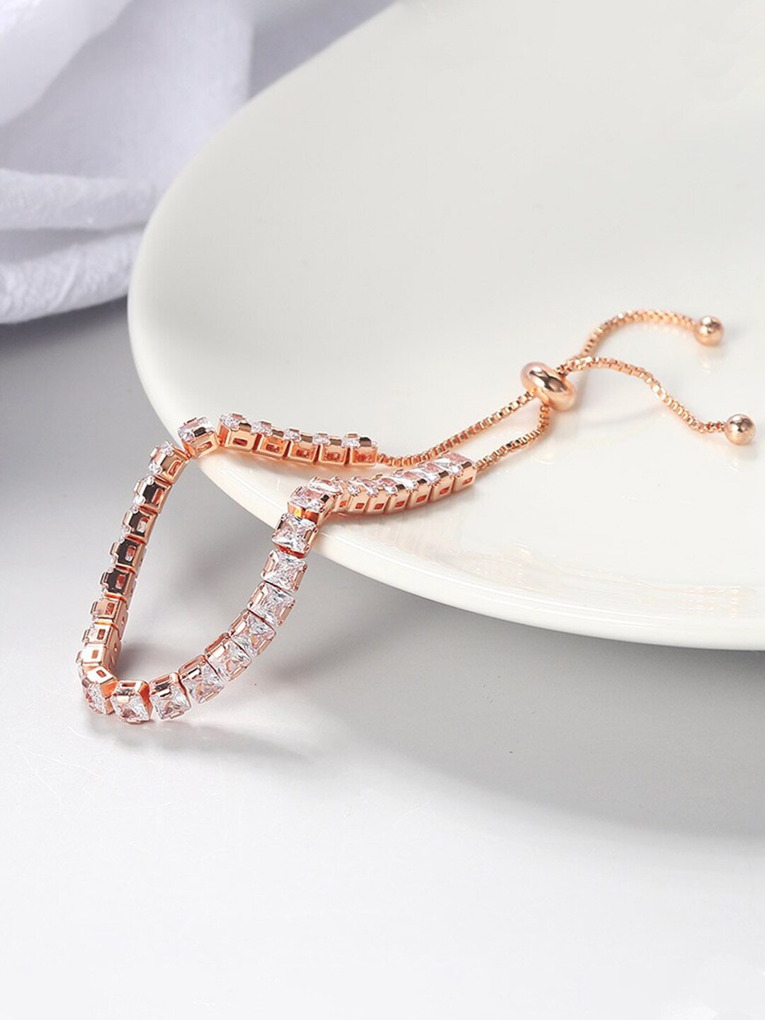 

Jewels Galaxy Cubic Zirconia Rose Gold-Plated Wraparound Bracelet