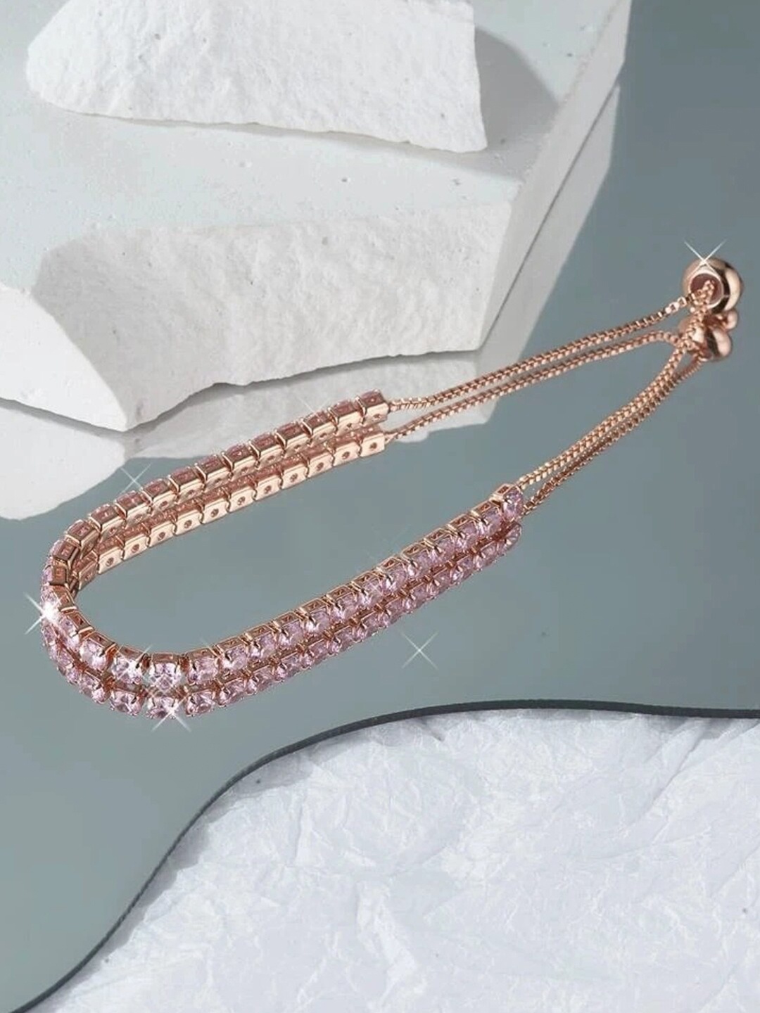 

Jewels Galaxy Cubic Zirconia Rose Gold-Plated Wraparound Bracelet