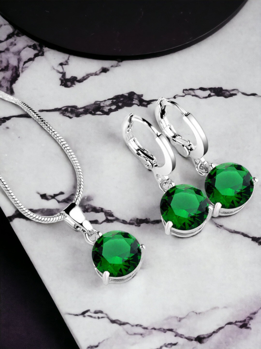 

Jewels Galaxy Silver-Plated Cubic Zirconia-Studded Jewellery Set