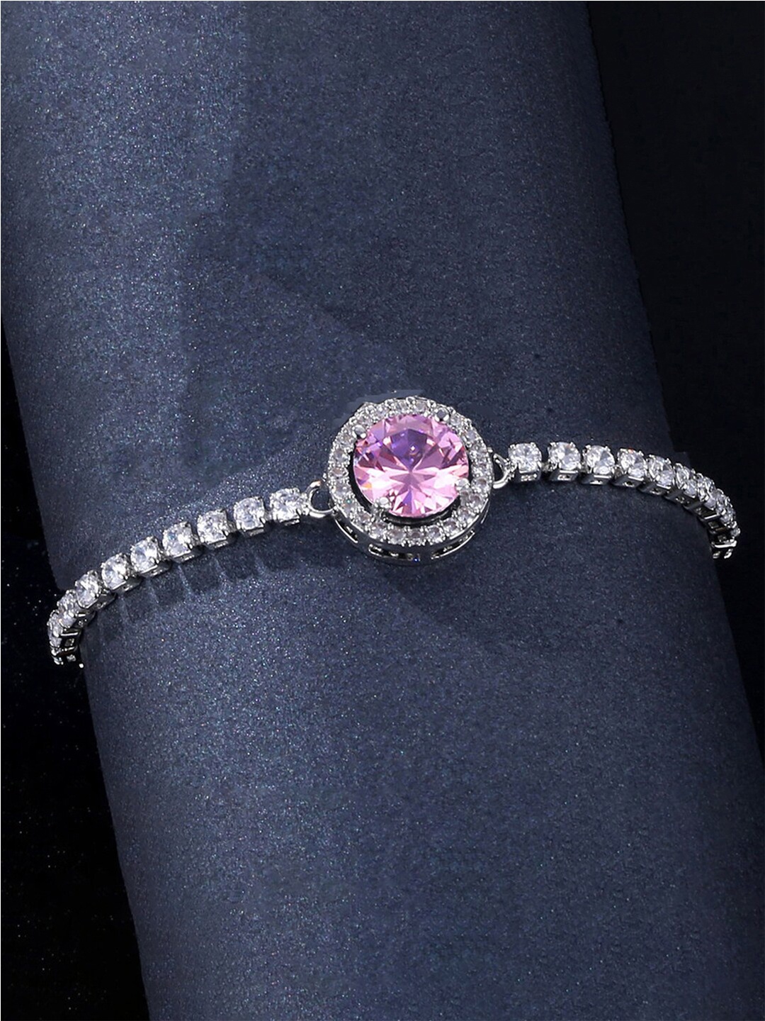 

Jewels Galaxy Cubic Zirconia Silver-Plated Wraparound Bracelet