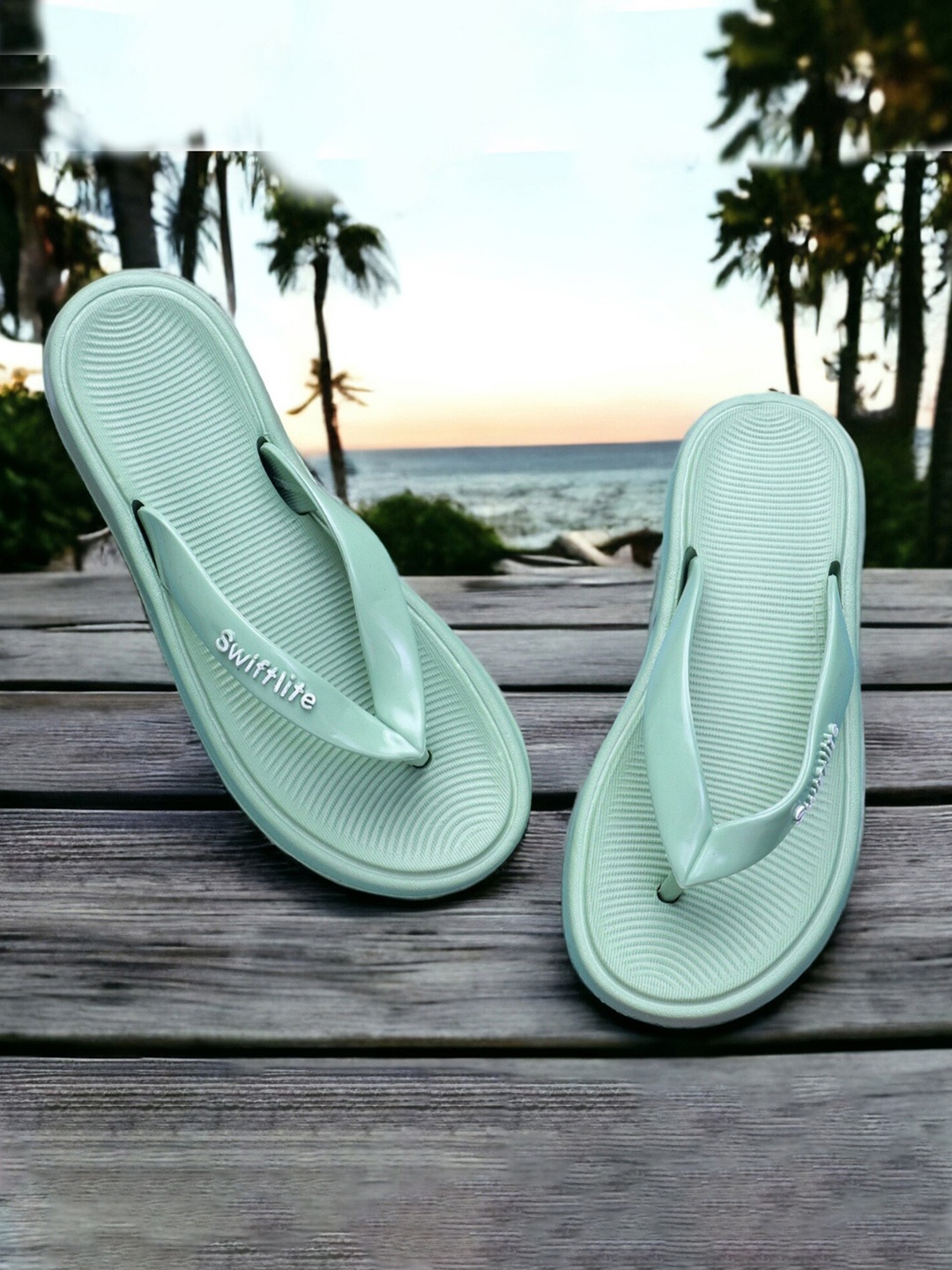 

Pampy Angel Women Textured Croslite Thong Flip-Flops, Sea green