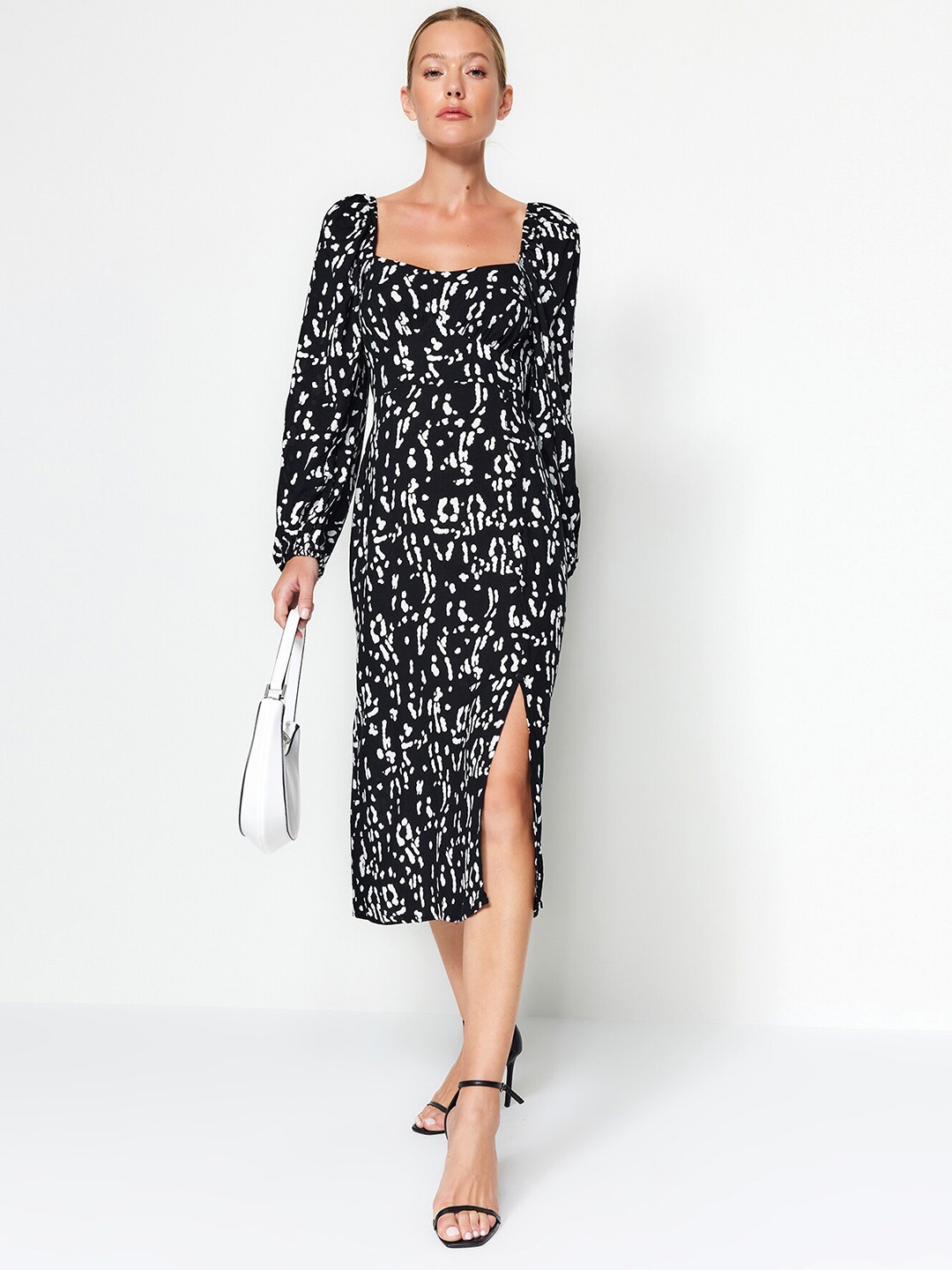 

Trendyol Abstract Printed A Line Dress, Black