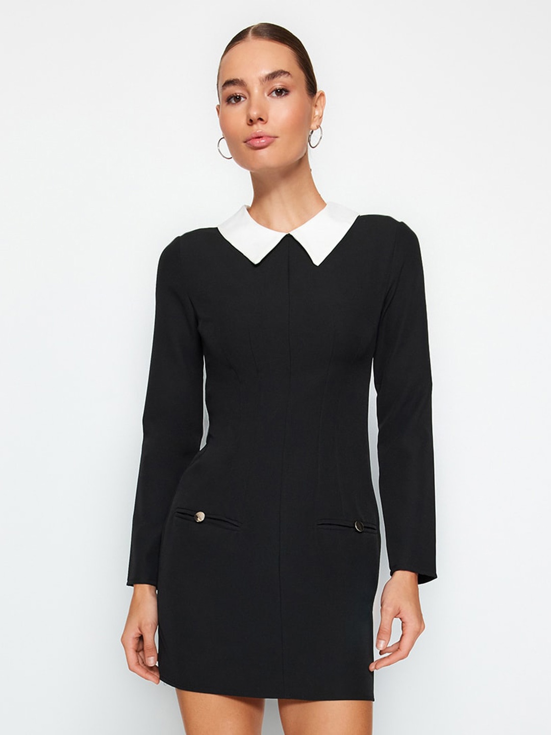 

Trendyol Peter Pan Collar Sheath Dress, Black