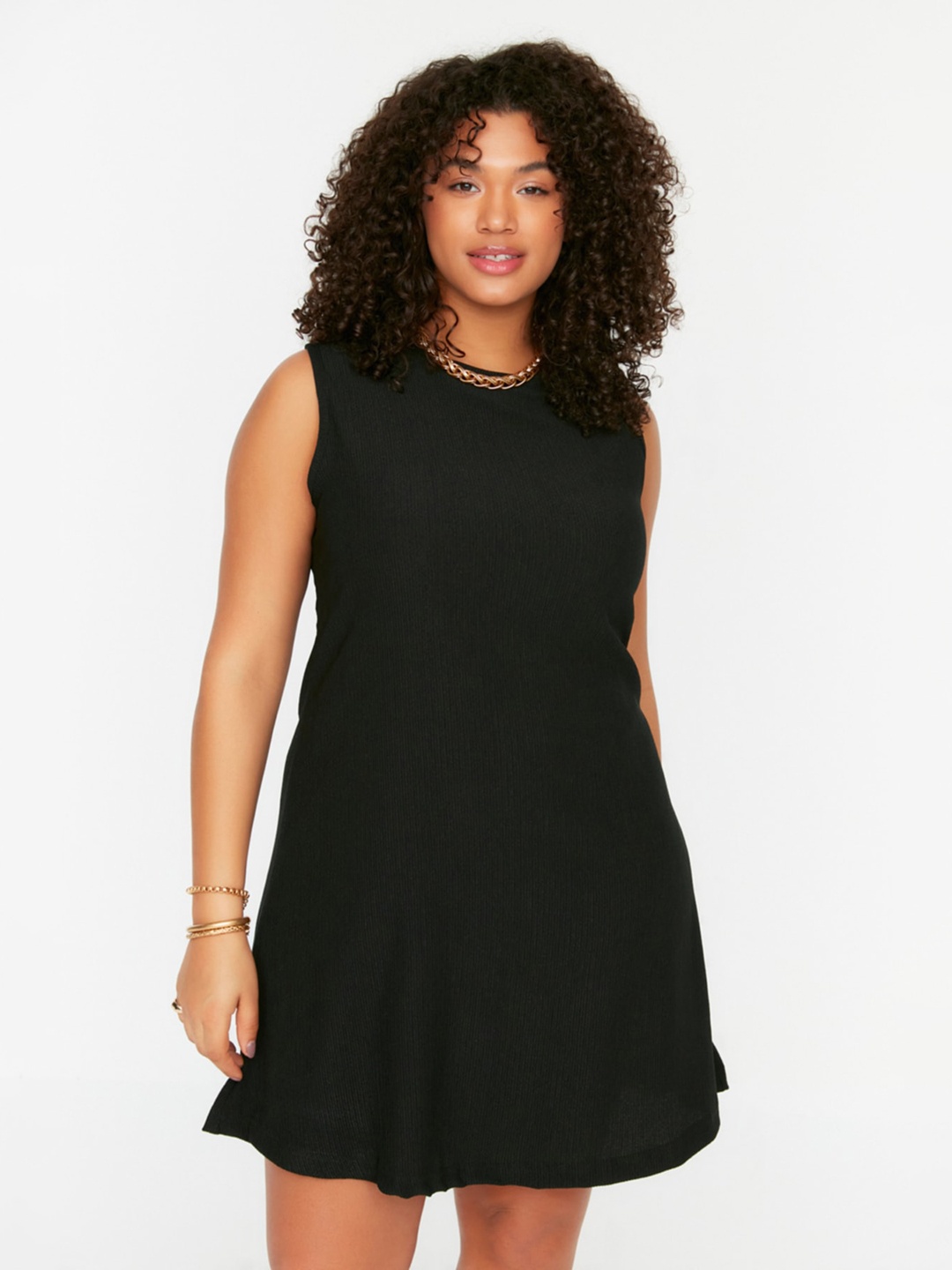 

Trendyol Striped Sleeveless A Line Dress, Black