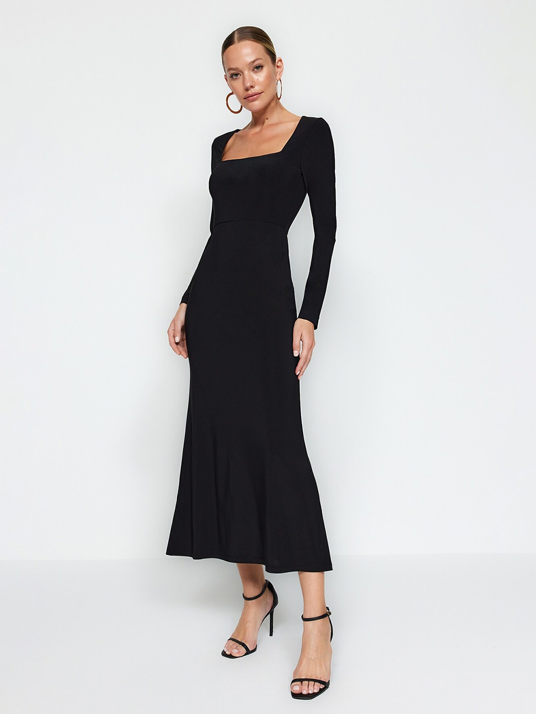 

Trendyol Square Neck A-Line Dress, Black