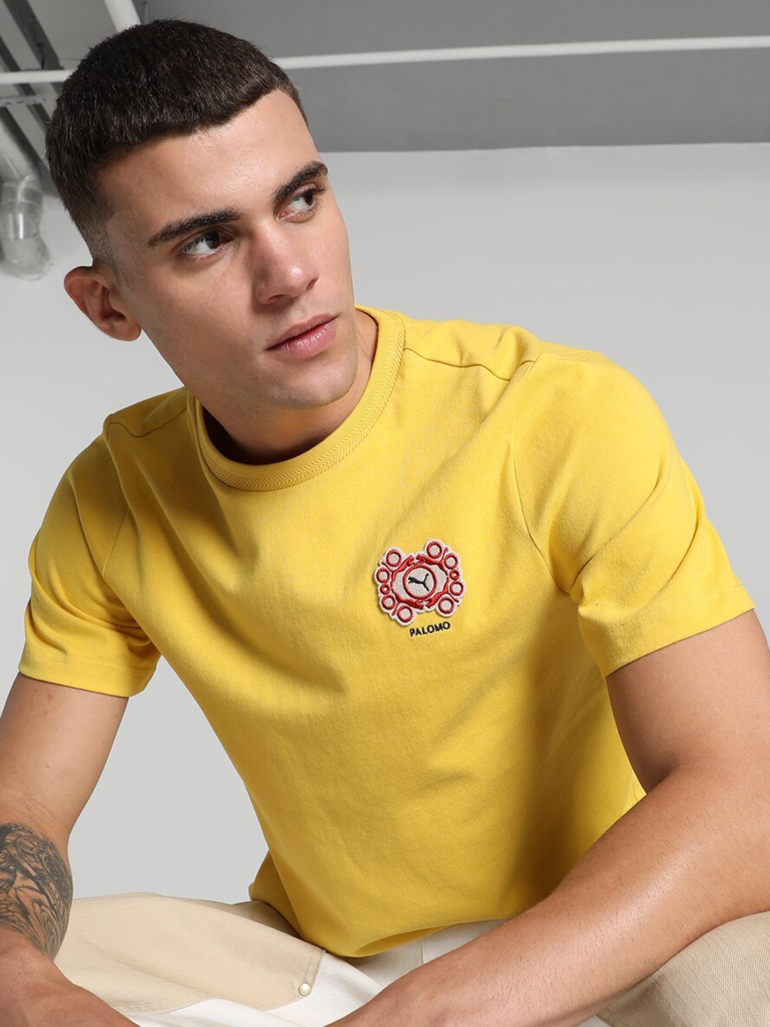 

Puma PALOMO Round Neck Cotton 250GSM T-Shirt, Yellow