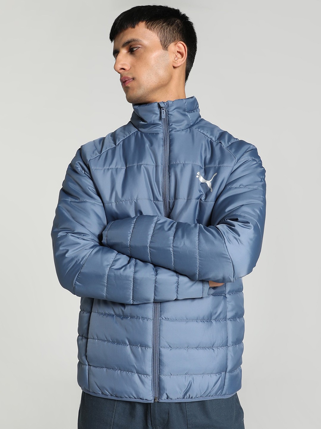 

Puma Lightweight Padded Mock Collar Slim Fit Padded Jacket, Blue