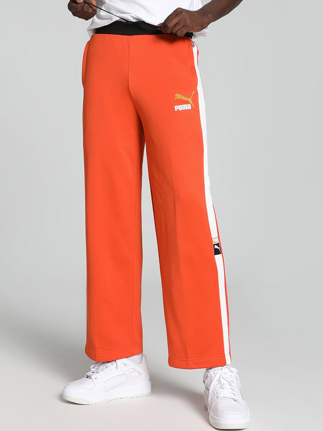 

Puma T7 Men Relaxed-Fit Mid-Rise Track Pants, Orange