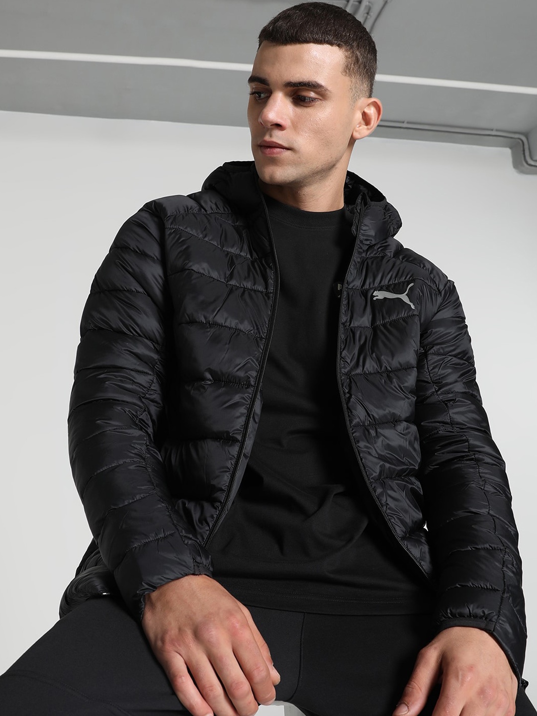 

Puma Slim-Fit PackLITE Hooded Down Puffer Jacket, Black