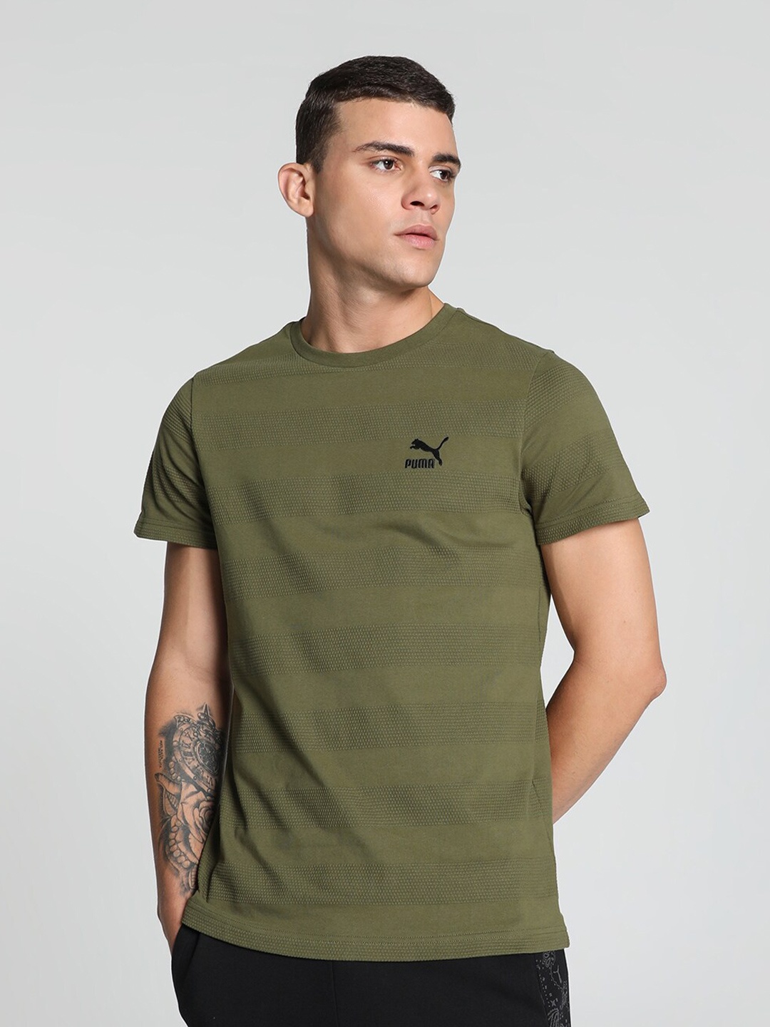 

Puma Classics Jacquard Cotton T-Shirt, Green