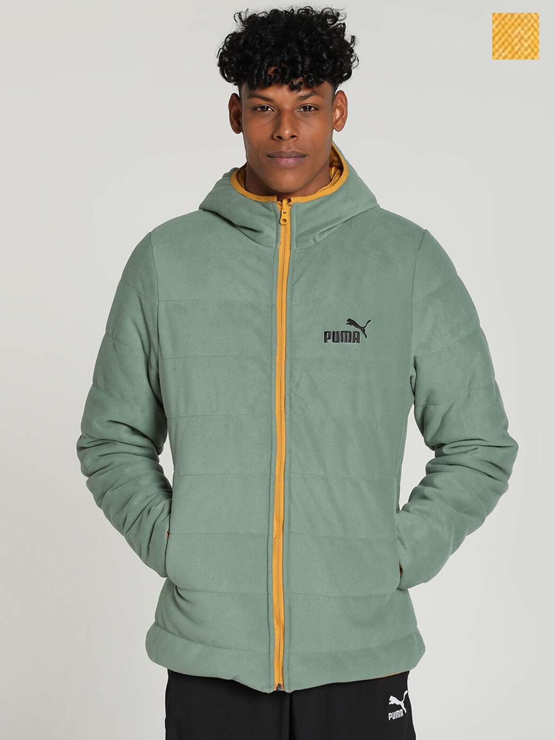 

Puma Slim-Fit Reversible Hooded Padded Jacket, Yellow