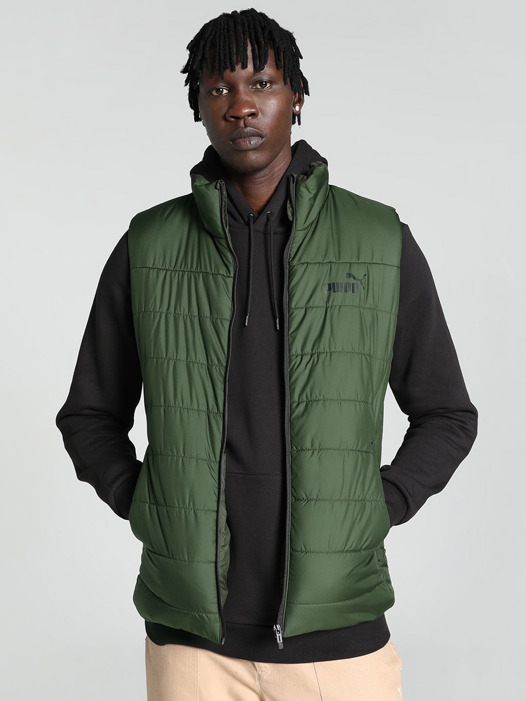 

Puma Mock Collar Regular Fit Padded Vest Jacket, Green